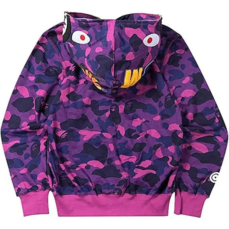 A BATHING APE® Camo Shark zip-up hoodie "Purple"