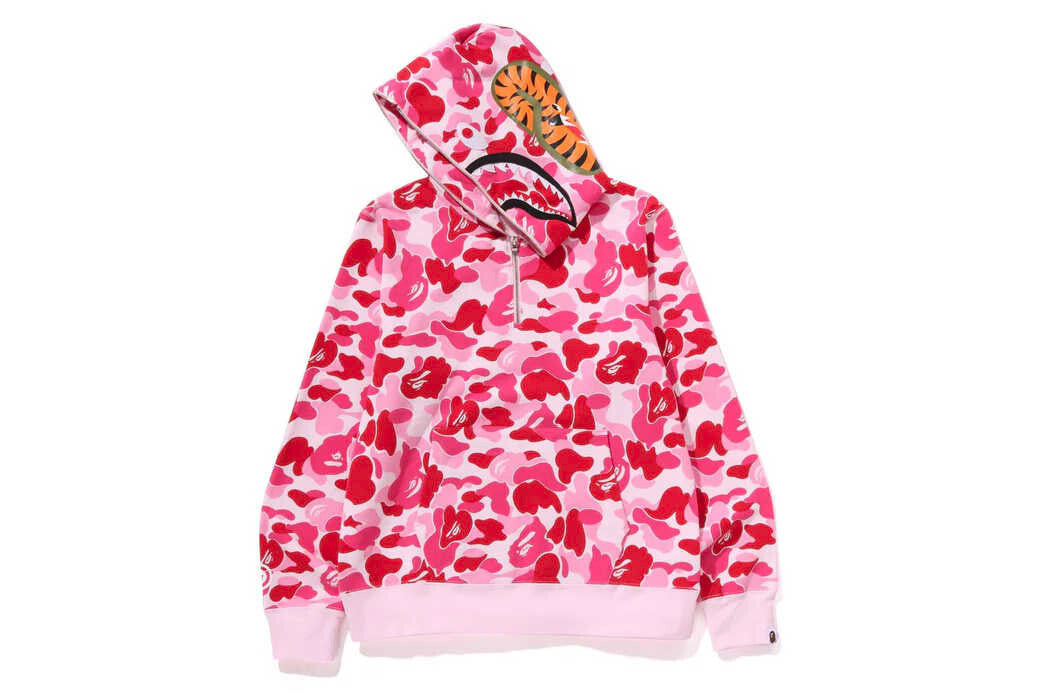 Bathing Ape ABC CAMO Pattern Half Zip Hoodie "Pink"