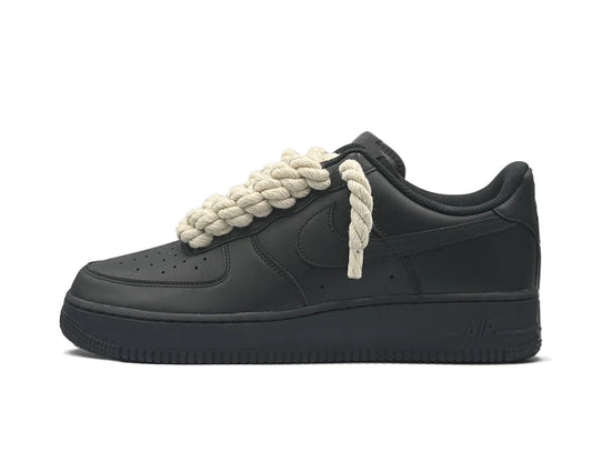 Nike Air Force 1 Low ‘07 Black / Beige Rope Laces